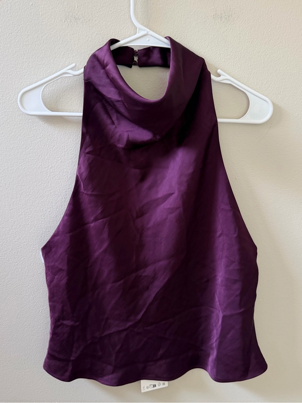 Zara Satin Halter Camisole in Deep Plum - Picture 9 of 16